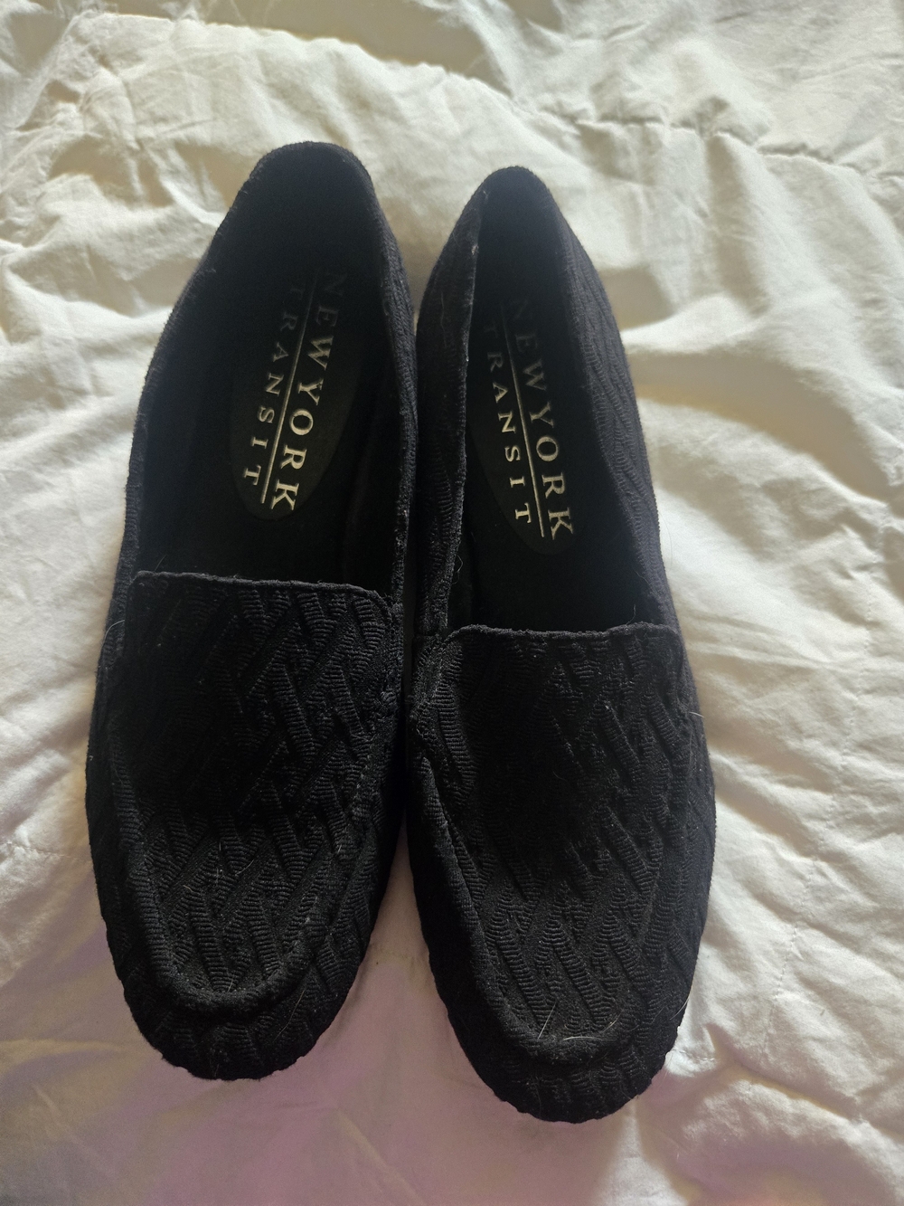 New York Transit Black Quilted Slip-On Loafers